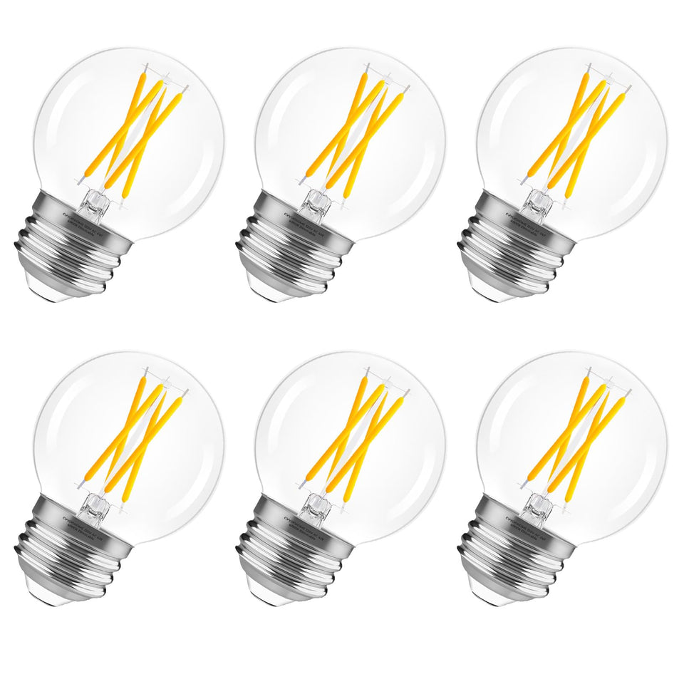 GvvooHome Edison globe bulb 4W 400lm ideal for chandeliers and vanities.