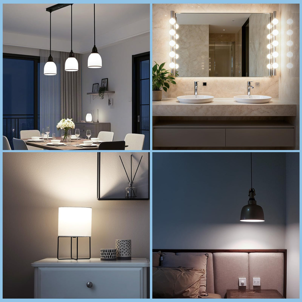 GvvooHome G25 6-pack bulb set for uniform vanity lighting