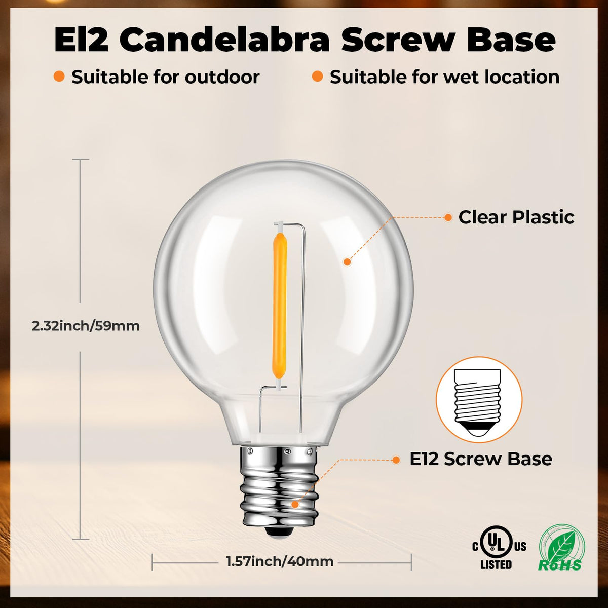 GvvooHome G40 bulbs designed for 120V string light systems, simple setup.