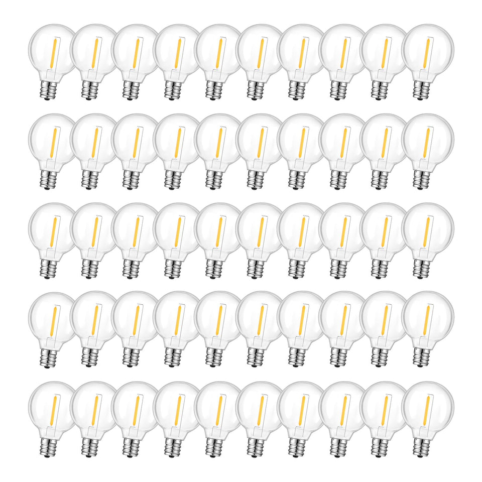 GvvooHome G40 bulbs with E12 base for easy replacement in string lights.