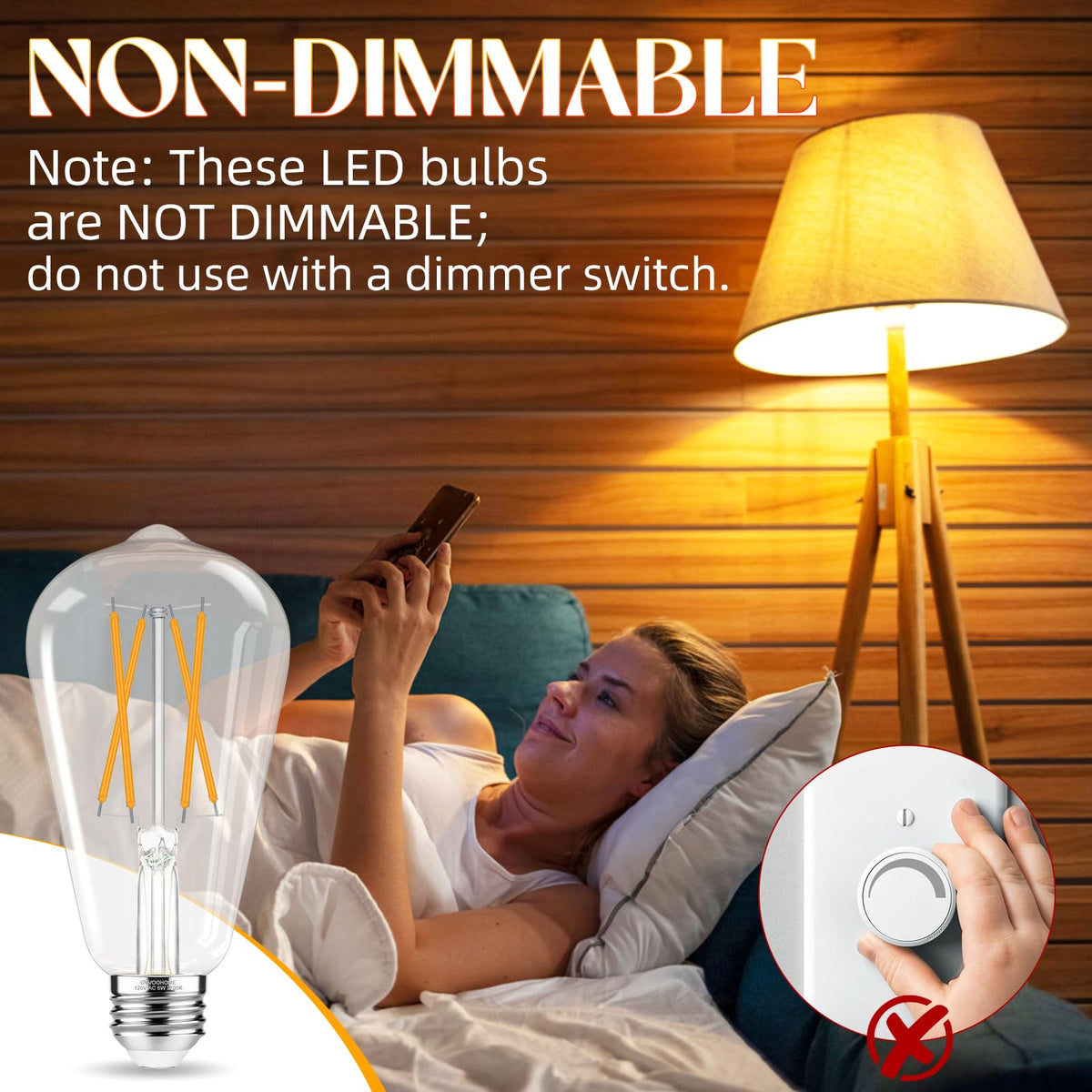 GvvooHome 6W LED Edison bulb with 90+ CRI for vivid colors.