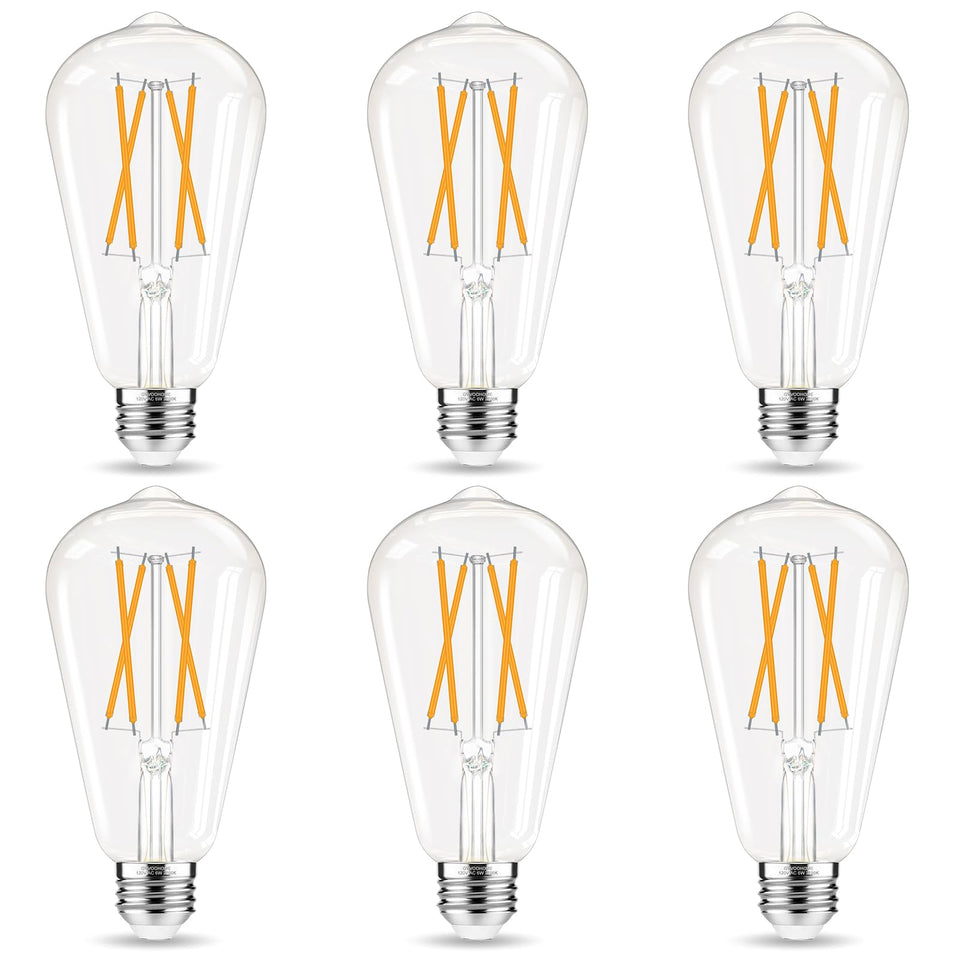 GvvooHome LED Edison bulb with clear glass for energy-saving ceiling lighting.
