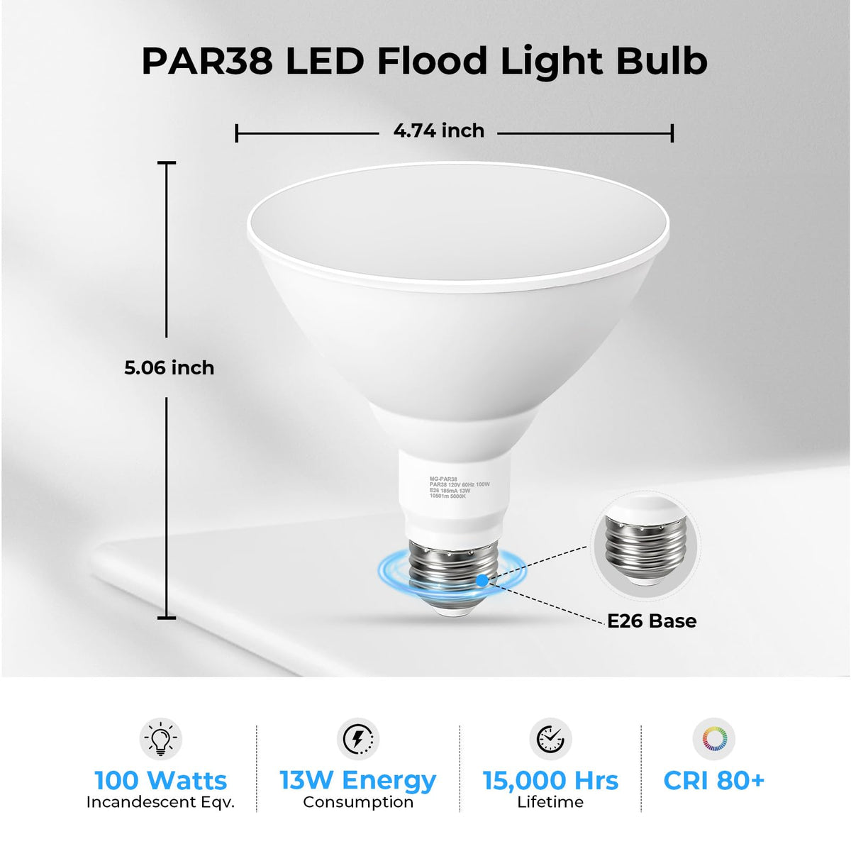 GvvooHome PAR38 LED flood light garage shines at night with wide 120° beam.