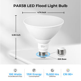 GvvooHome PAR38 LED flood light garage shines at night with wide 120° beam.