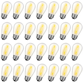 GvvooHome S14 bulbs outdoors show weatherproof design for patios and long-lasting brightness.