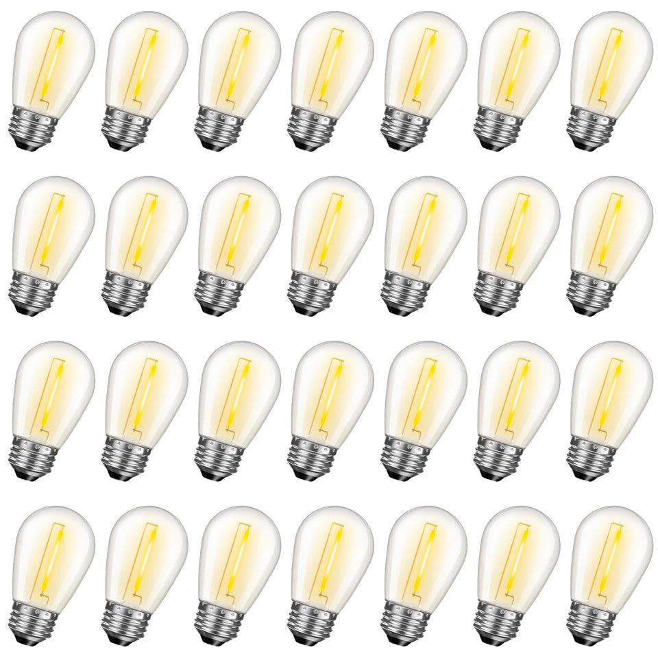 GvvooHome S14 bulbs outdoors show weatherproof design for patios and long-lasting brightness.