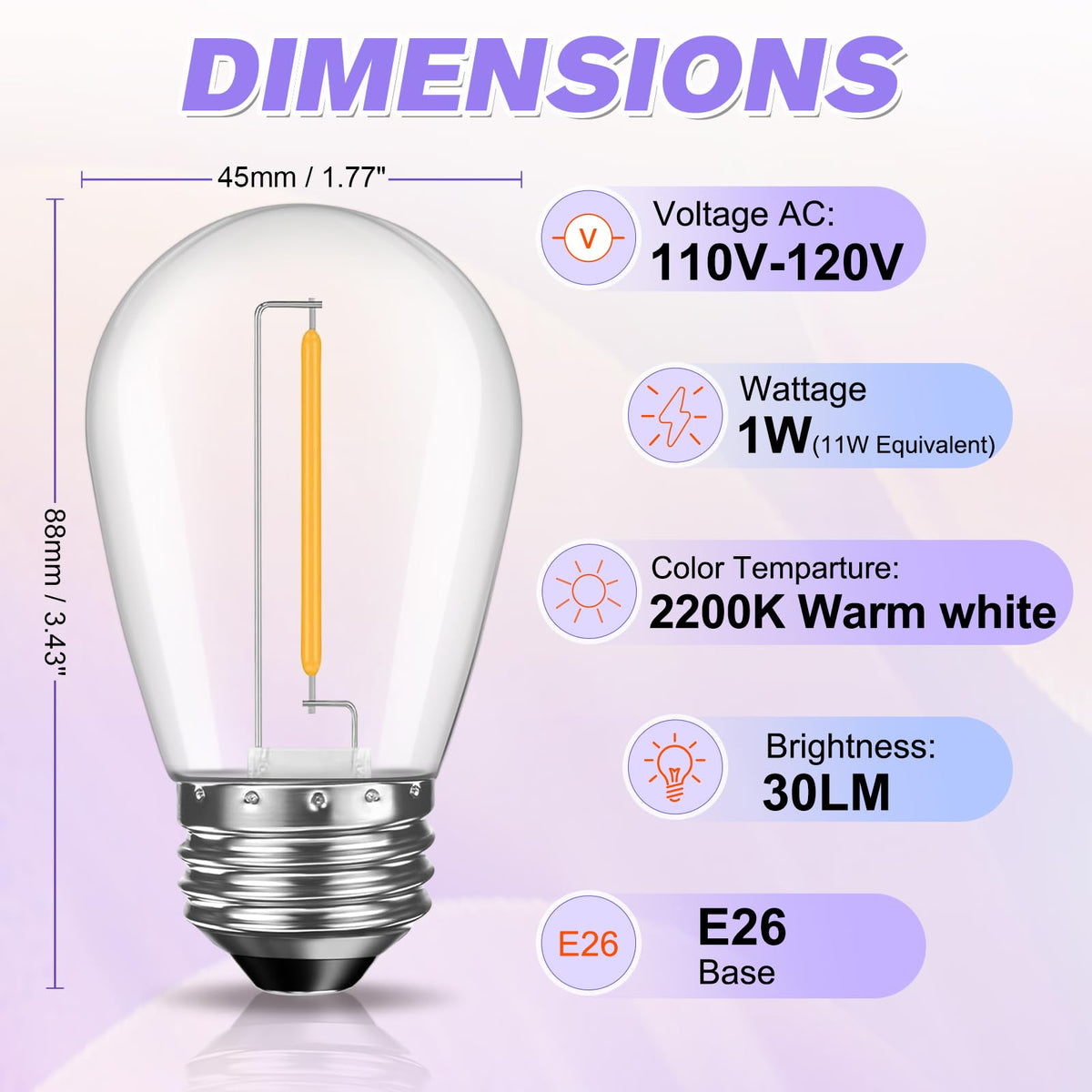 GvvooHome S14 2200K soft white glow for cozy spaces.