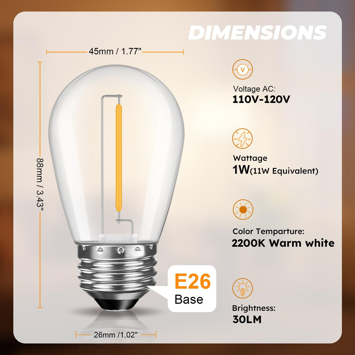 GvvooHome S14 E26 base for string lights replacement