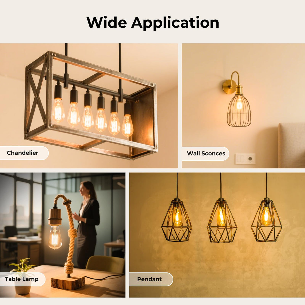 Six-pack set of Edison bulbs for multiple fixtures