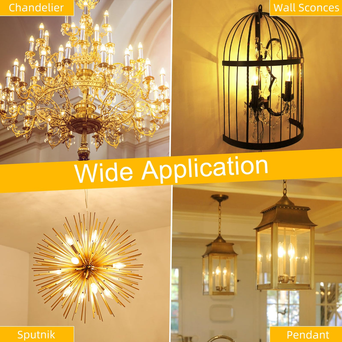 GvvooHome six-pack of LED candelabra bulbs for multiple fixtures.