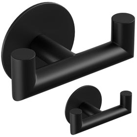 GWAAZXGZ black bathroom towel double-hook ideal for two towels, easy install.