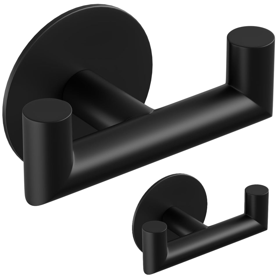 GWAAZXGZ black bathroom towel double-hook ideal for two towels, easy install.