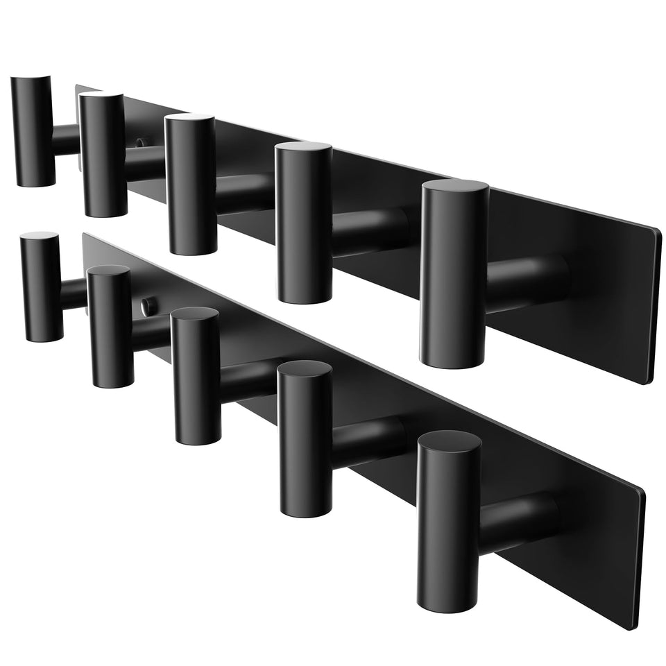 GWAAZXGZ black wall mounted coat rack with five pegs; keeps entryway tidy.