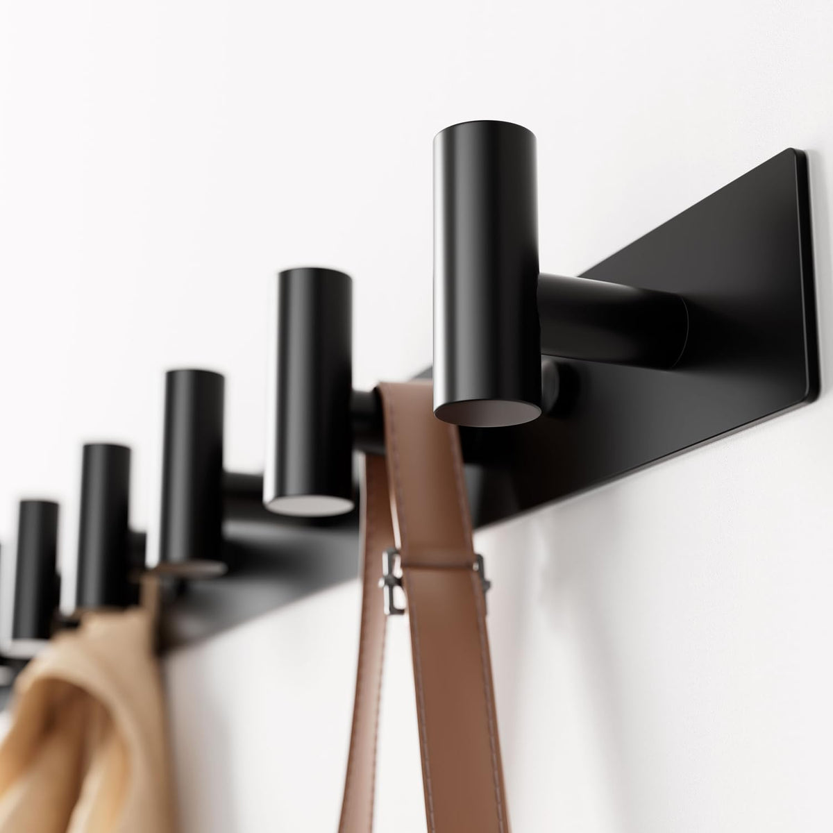 GWAAZXGZ black wall-mounted coat rack with 5 t-shaped pegs for organized entryway storage