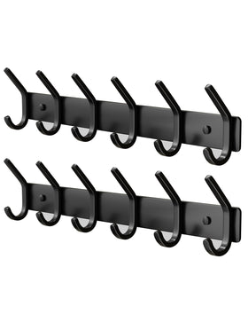 GWAAZXGZ coat rack wall mount with six matte-black hooks for durable, organized entryways.