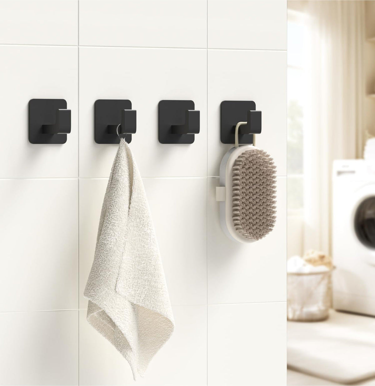 GWAAZXGZ quick-install hook sticks to smooth surfaces for instant organization.