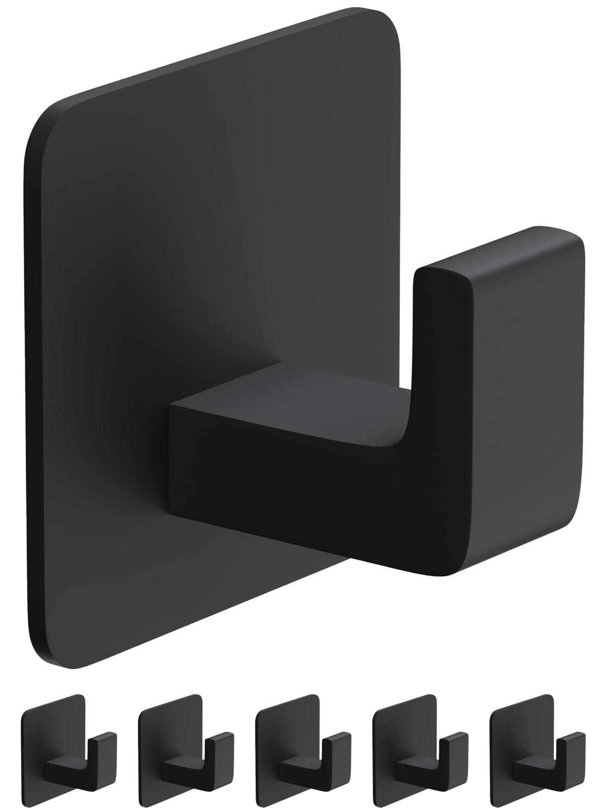 GWAAZXGZ square self-adhesive towel hook with a right-angle matte black finish.