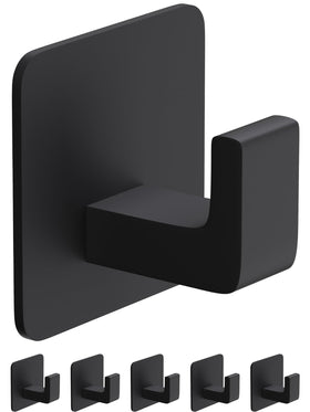 GWAAZXGZ square self-adhesive towel hook with a right-angle matte black finish.