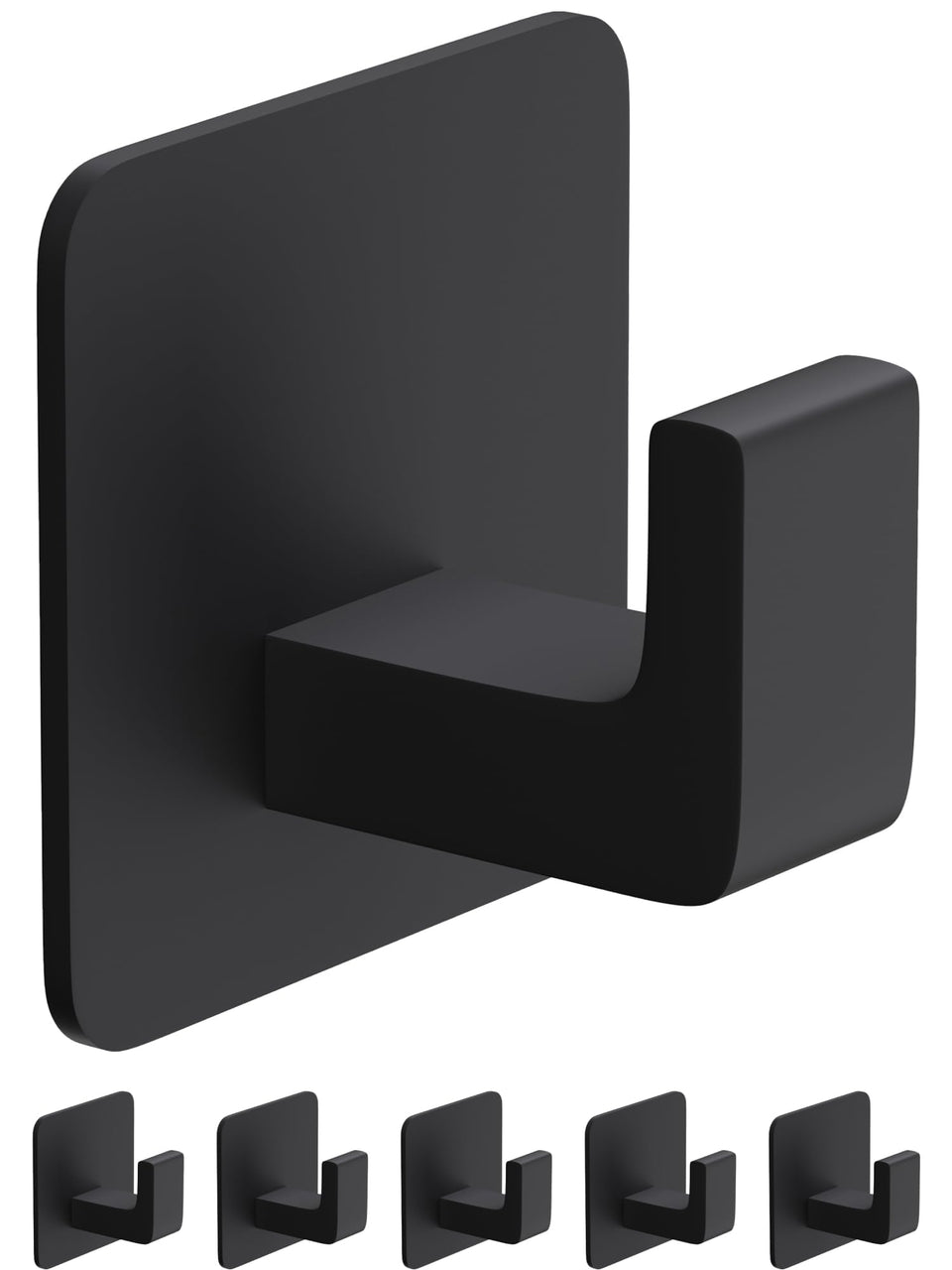 GWAAZXGZ square self-adhesive towel hook with a right-angle matte black finish.