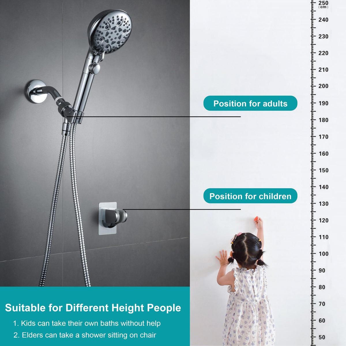 GwernKB 79-inch stainless hose provides extended reach during showers