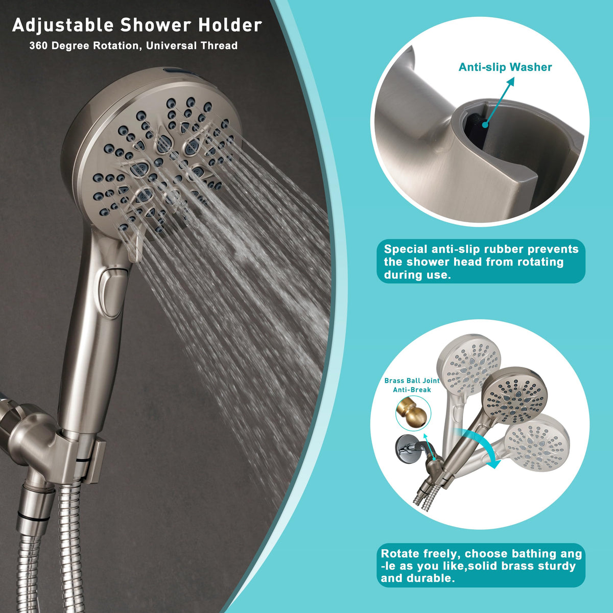 GwernKB durable burst-resistant shower hose for long-lasting use.