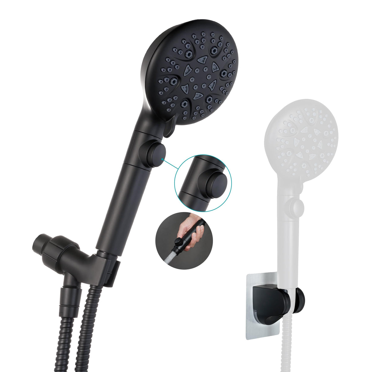 GwernKB handheld shower head with 8 modes for a personalized shower experience
