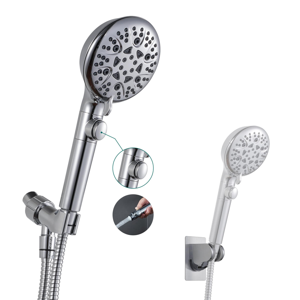 GwernKB handheld shower head with 8 modes for versatile showers