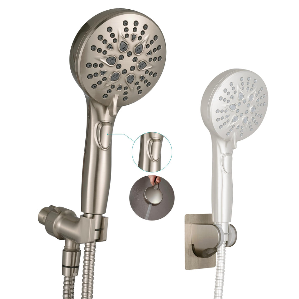GwernKB handheld shower head with seven spray modes for versatile showers.