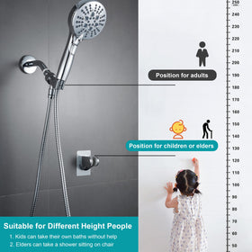 GwernKB handheld shower head with stop button for quick water shut-off.