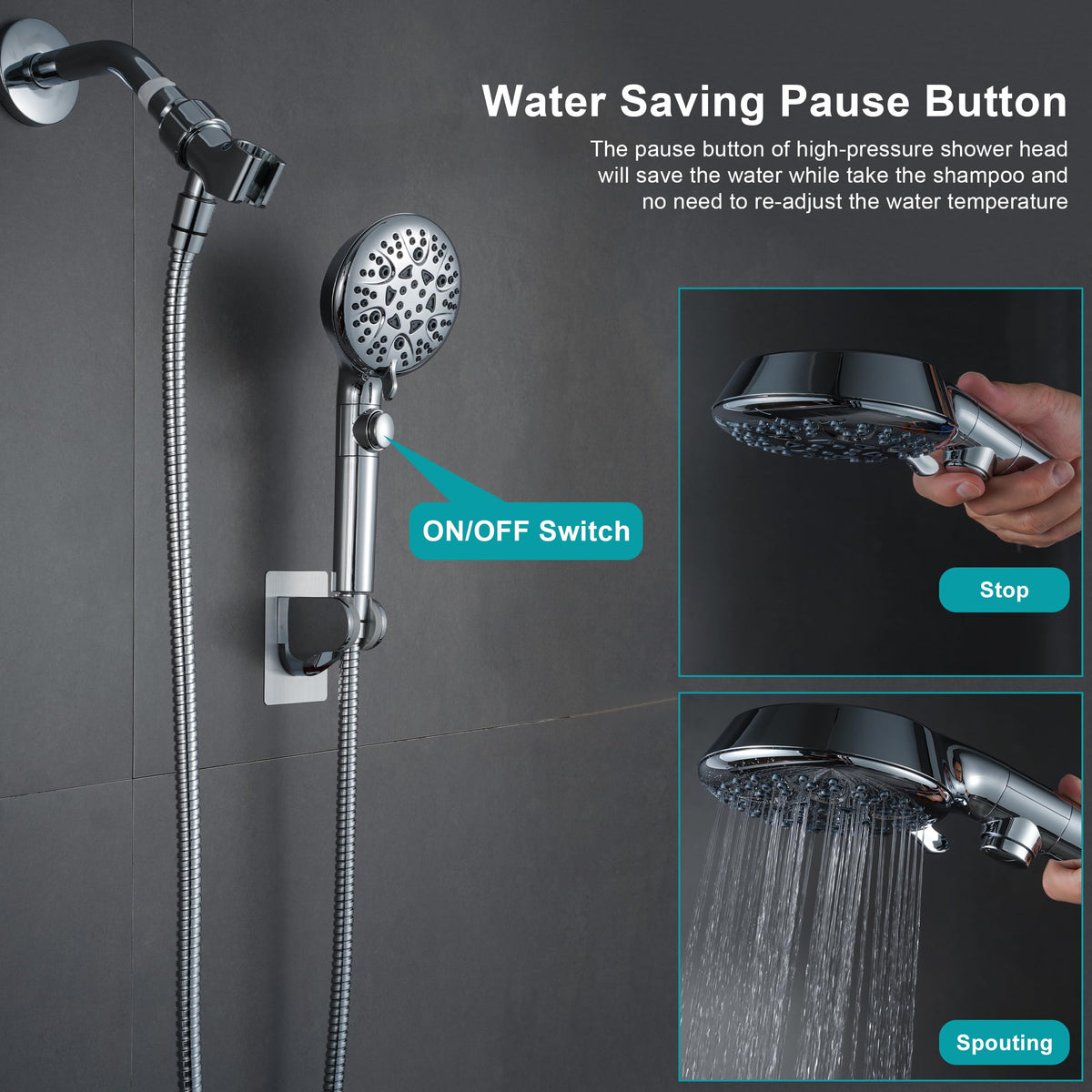 GwernKB overhead bracket keeps hands-free showering within reach