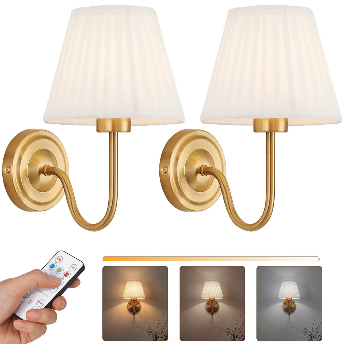 GWONER battery wall sconce with magnetic mount for easy no-drill installation