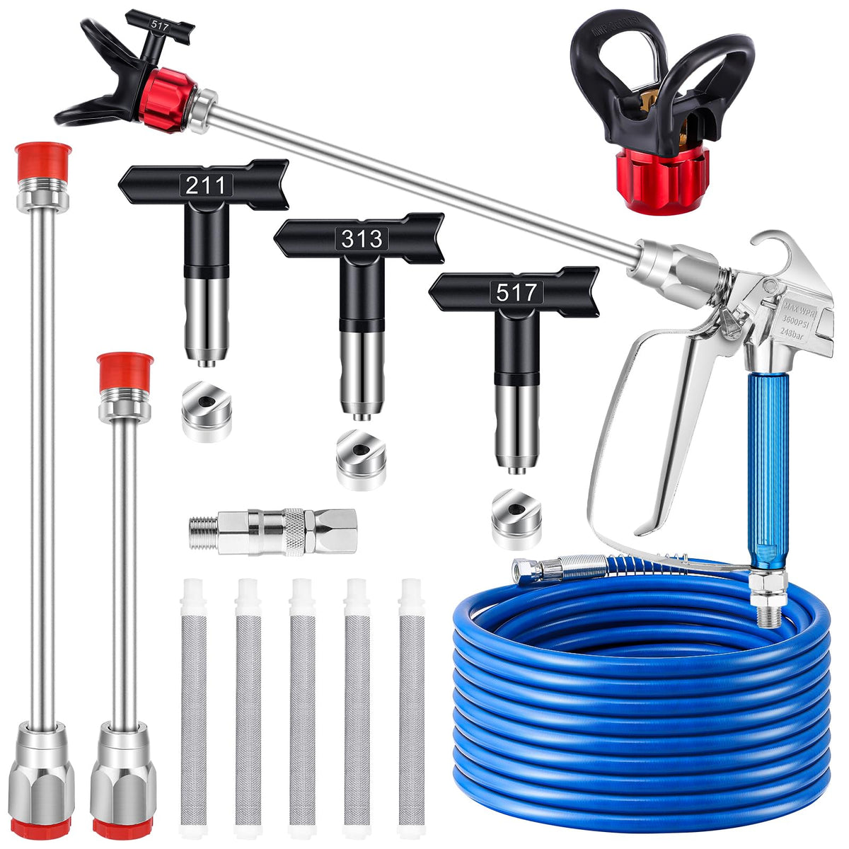 Gyfent airless sprayer gun kit 25ft hose for flexible indoor and outdoor painting.