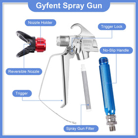 Gyfent airless sprayer gun kit extension rods add reach for high walls and ceilings.