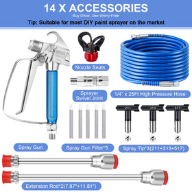 Gyfent airless sprayer gun kit spray tips deliver consistent spray patterns for smooth finishes.