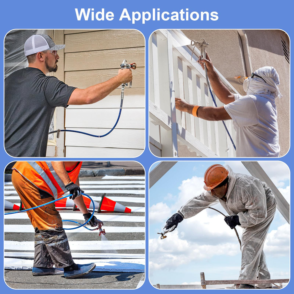 Gyfent airless sprayer gun kit wide application supports doors, walls, fences, and more.
