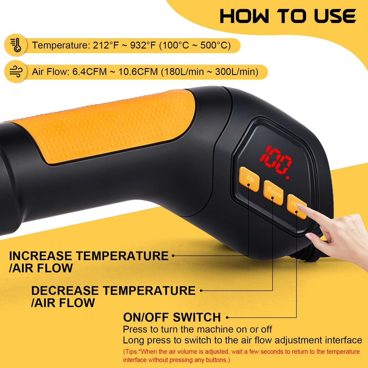 Gyfent ergonomic heat gun with lightweight design reduces fatigue during extended sessions.