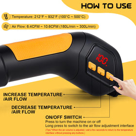 Gyfent ergonomic heat gun with lightweight design reduces fatigue during extended sessions.