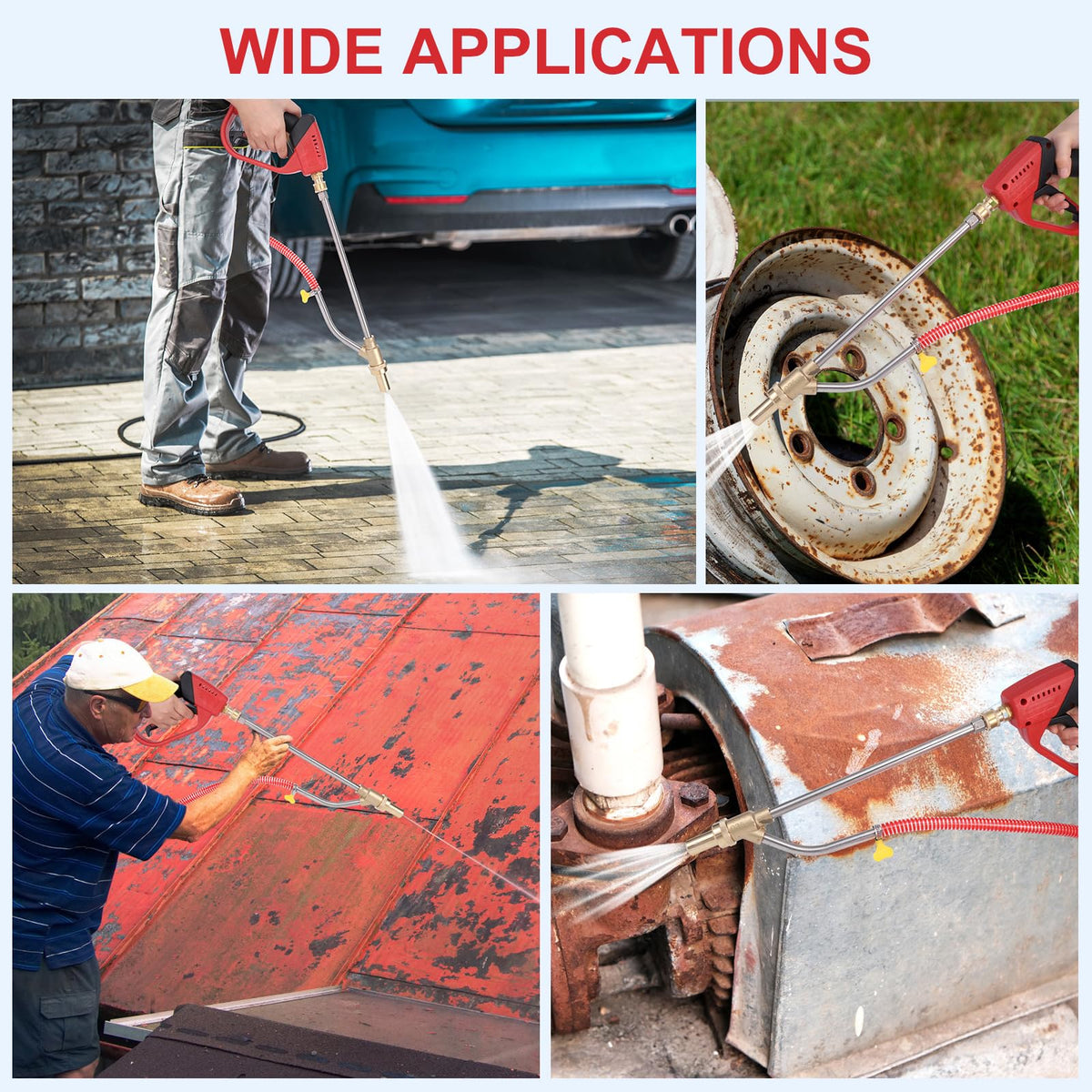 Gyfent protective goggles safeguard eyes during high-pressure cleaning.