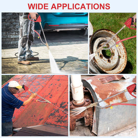 Gyfent protective goggles safeguard eyes during high-pressure cleaning.