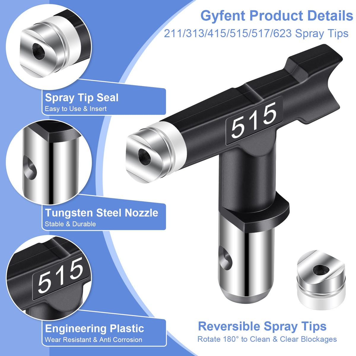 Gyfent spray tip 415 tungsten steel tip for durable performance
