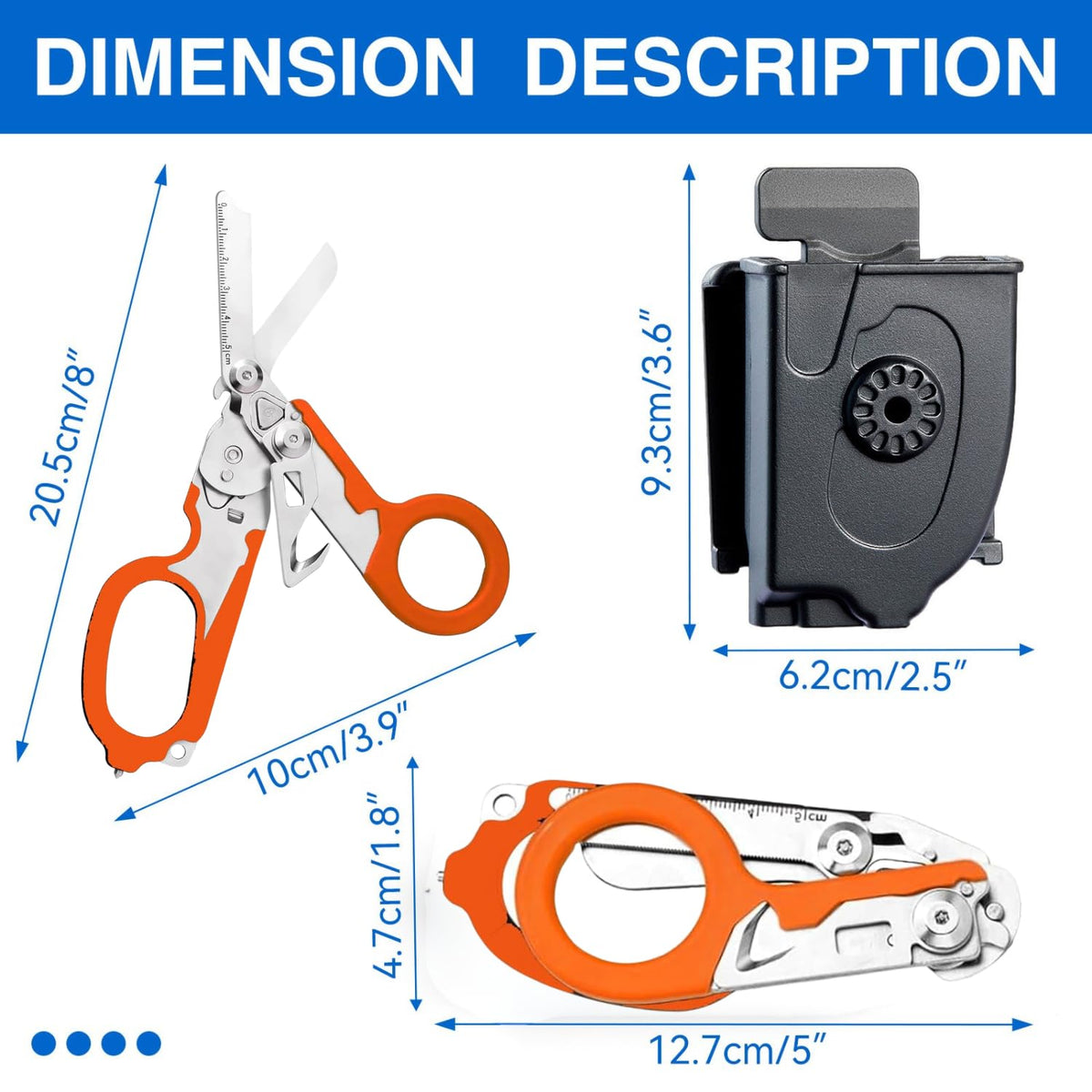 Gymsire emergency scissors in stainless steel for quick, reliable on-site cuts.
