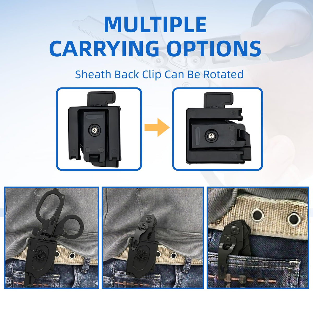 Gymsire folded-compact trauma shears demonstrate easy portability.