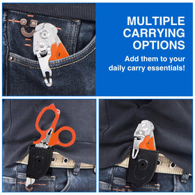 Gymsire orange 6-in-1 trauma shears holster with accessible safety features.