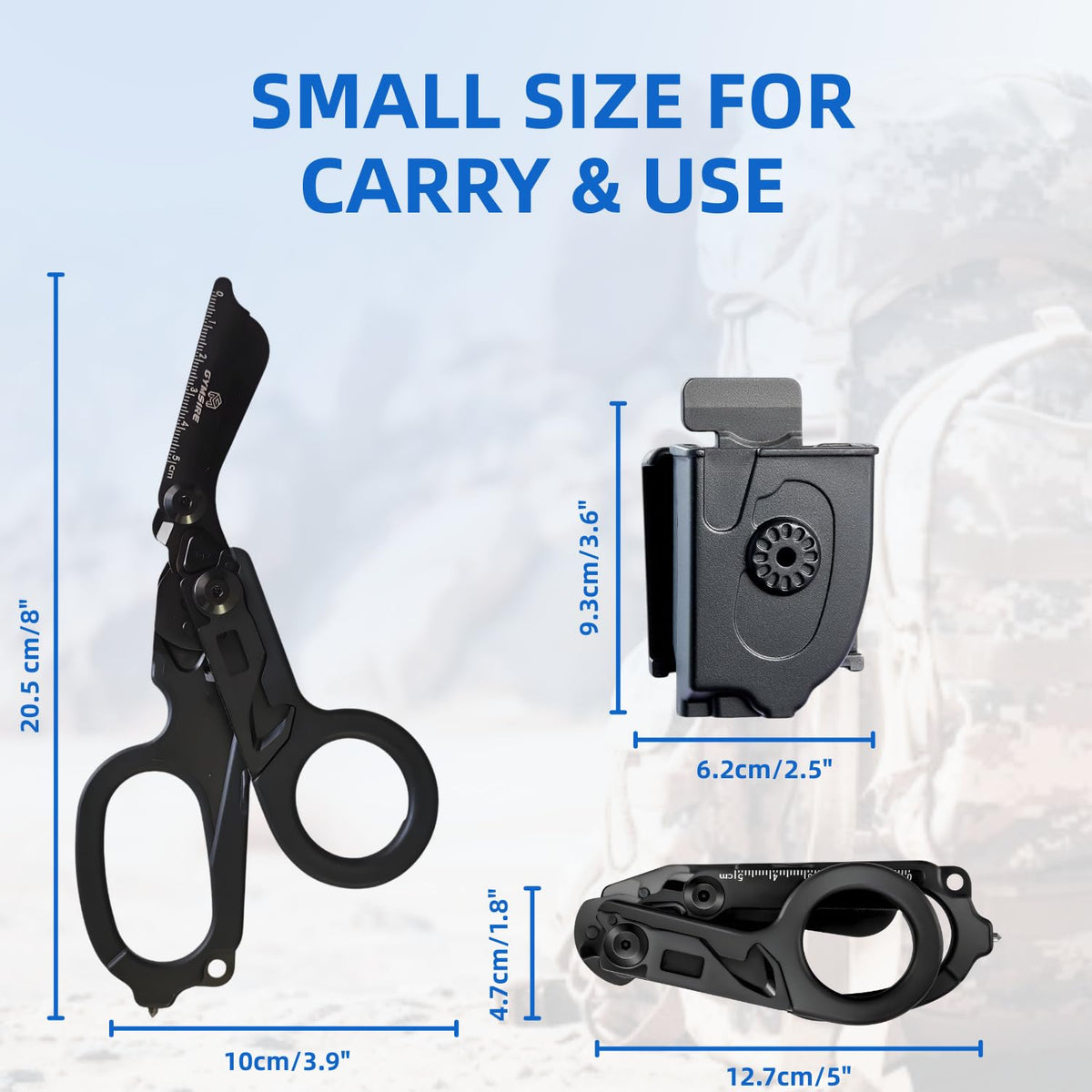 Gymsire survival shears with holster for on-the-go readiness.