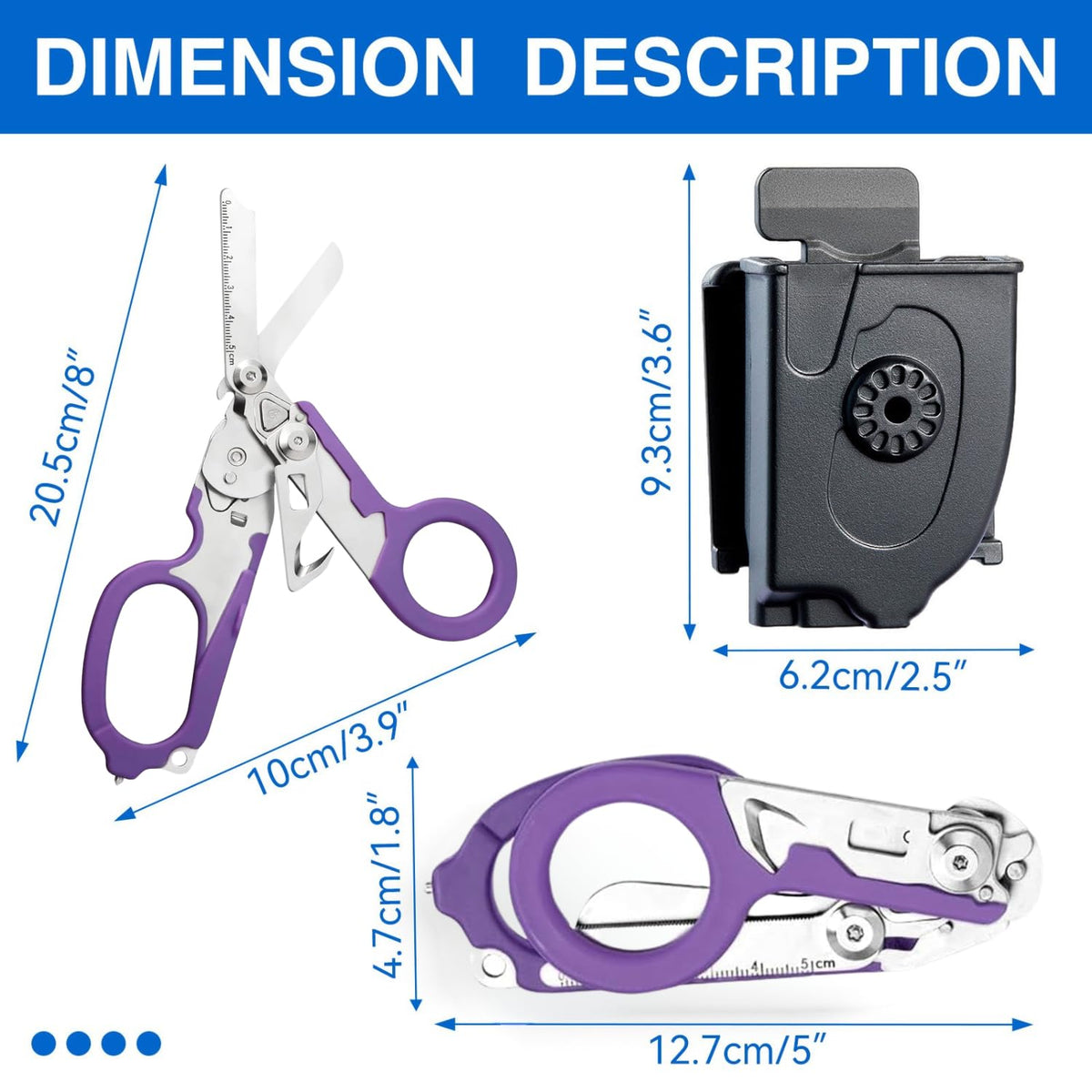 Gymsire emergency shears in a protective holster for safe transport