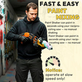 Gyndi bottle and jar shaker in action for coatings.