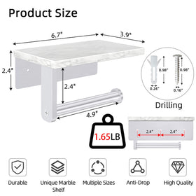 Wall mounted Gypie holder with marble shelf seen from top angle.