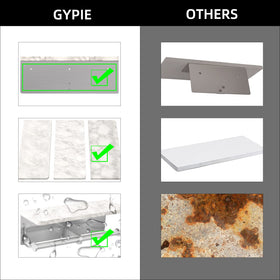 Gypie open-sided design fits large toilet paper rolls for easy replacement.