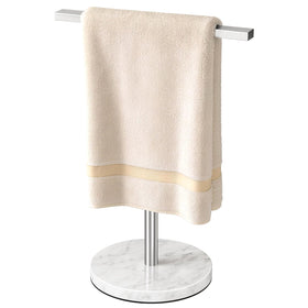 Gypie T-Shape towel holder with marble base provides stable countertop support