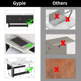 Gypie holder fits large toilet paper rolls securely on wall.